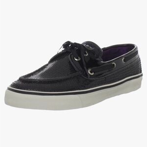 Sperry Top-Sider Women's Bahama Slip-On Loafer in black sequin. 7.5
